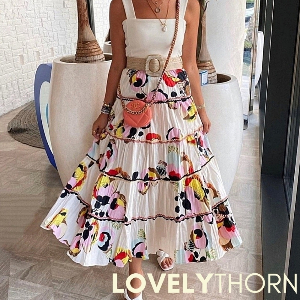 ZARA // ltd ed blogger favorite parisian-chic long a-line printed ric rac skirt - Picture 13 of 16